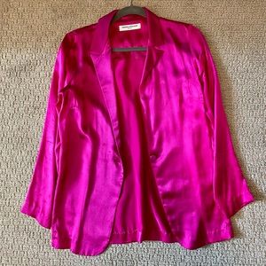 Hot Pink Silk Blazer, Amanda Uprichard, Size S/M, Business Casual, Dress Up